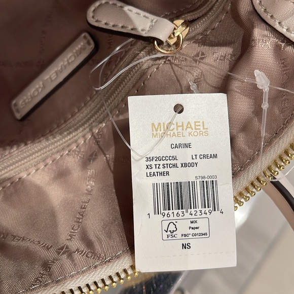 Michael Kors Carine Extra-Small Pebbled Leather Satchel Crossbody 
Lt Cream 
NWT - Picture 5 of 16